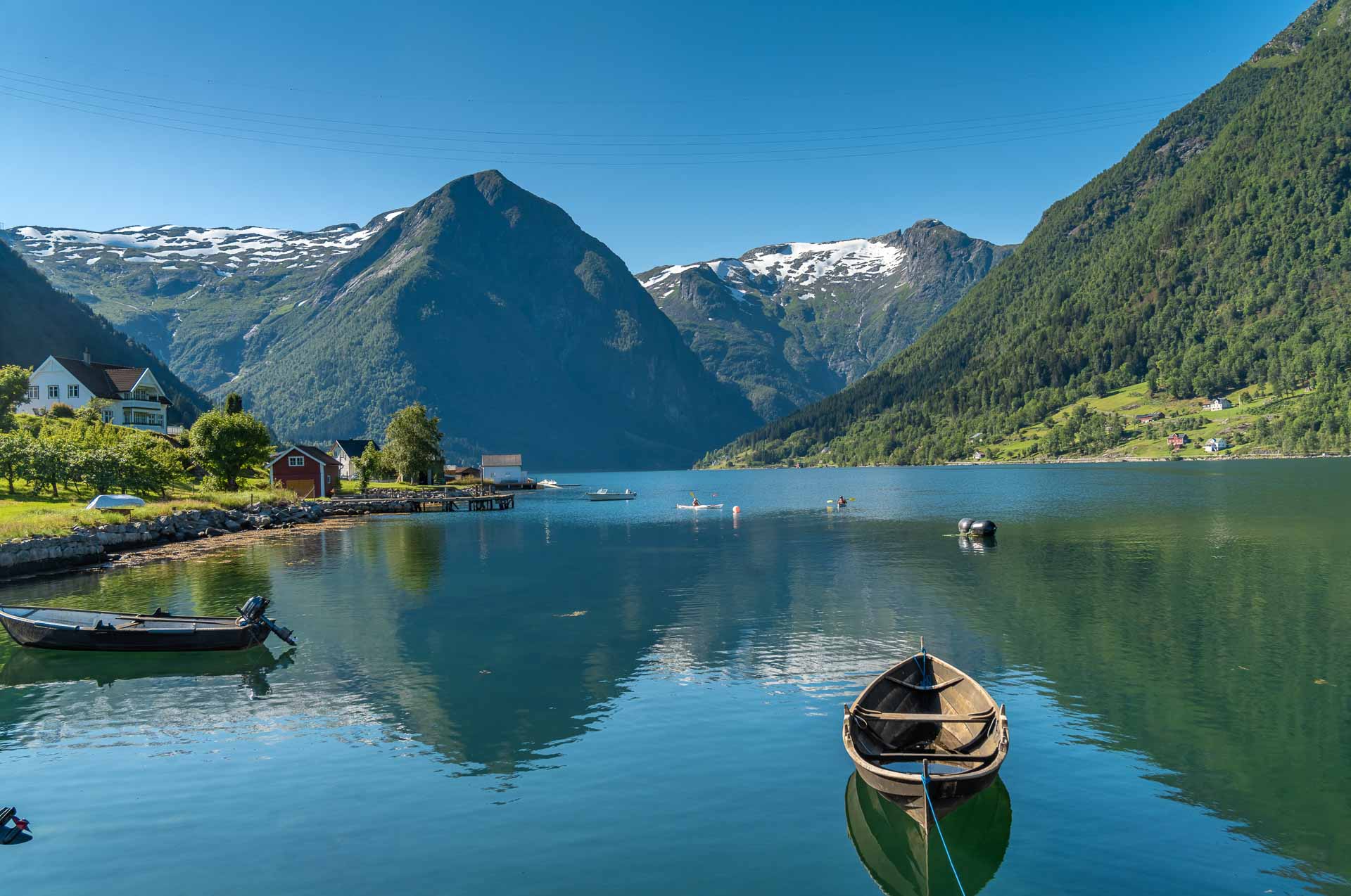 shutterstock_1807925836_lwres Balestrand (locally called Holmen) Sogndal, Vestland, Norway. On the northern shore of the Sognefjorden. A major tourist stop since the 1800s.