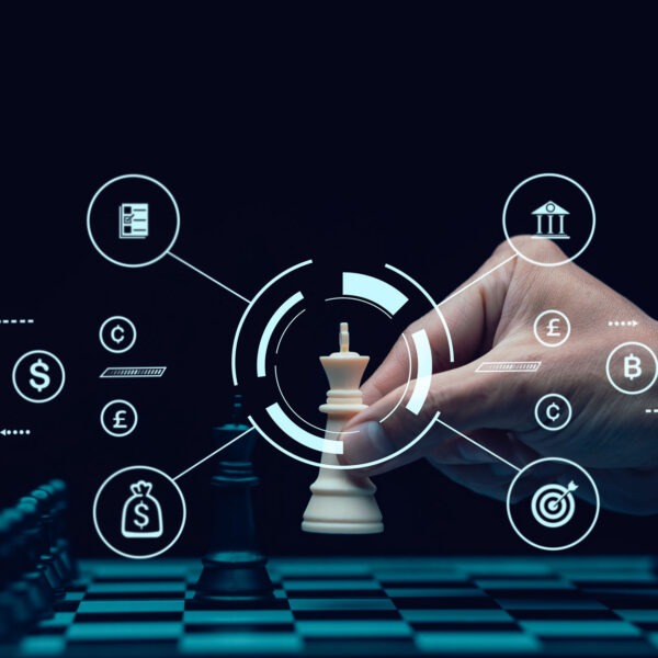Chess board for business strategy and leadership assignment concept of team player or business team and leadership strategy or strategic planning and human resources organization risk management.